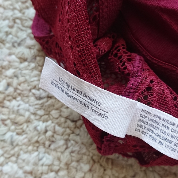 Auden Elegant Lace Bralette in Burgundy size XL - Picture 10 of 12
